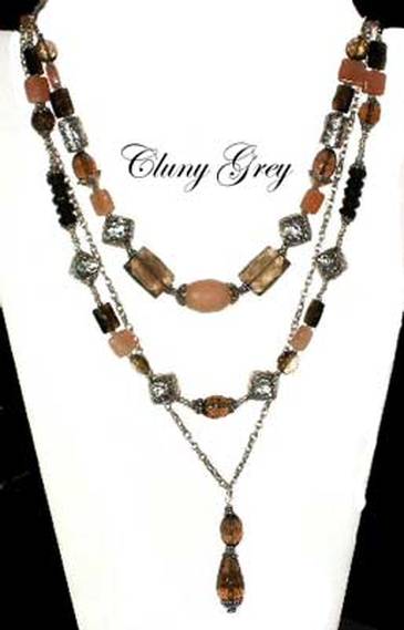 smoky quartz necklace with sterling silver