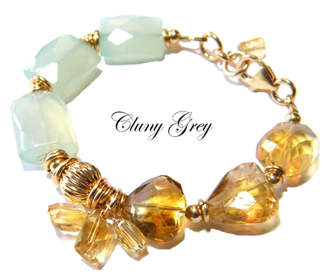 unique handcrafted bracelet with citrine and chalcedony