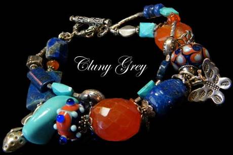 unique handcrafted bracelet with gemstones and lampwork