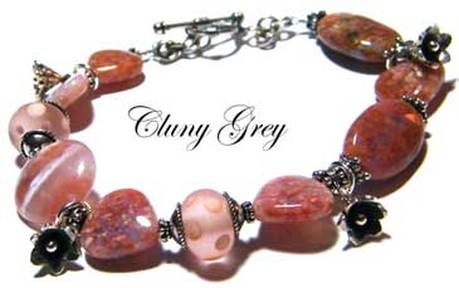 pink agate bracelet with sterling silver