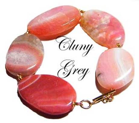 pink agate bracelet with gold