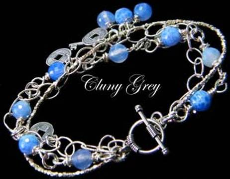 blue agate bracelet with sterling silver