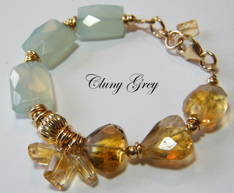 unique handcrafted bracelet with chalcedony & citrine