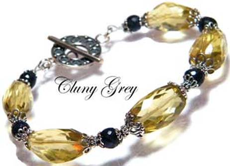 unique handcrafted bracelet with lemon quartz and sapphires
