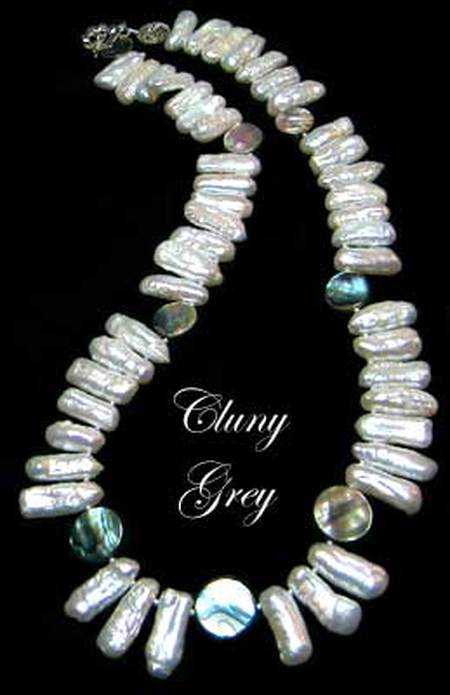 genuine freshwater  pearl necklace with abalone