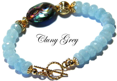 aquamarine bracelet with abalone