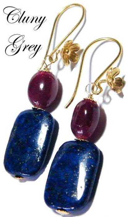 lapis earrings with gold and rubies
