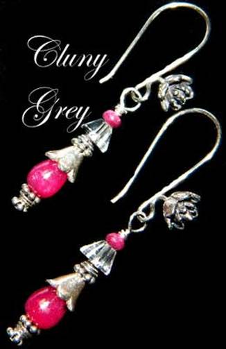 ruby dangle earrings with sterling silver