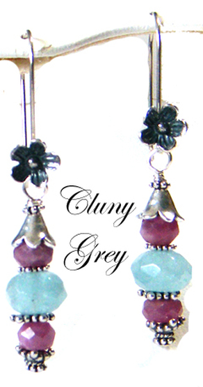 ruby dangle earrings with aquamarines