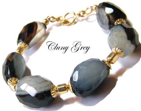 agate bracelet with gold accents