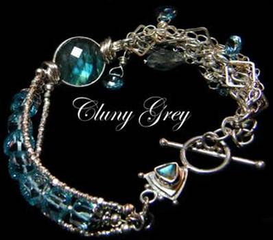 blue topaz, sterling silver and labradorite bracelet