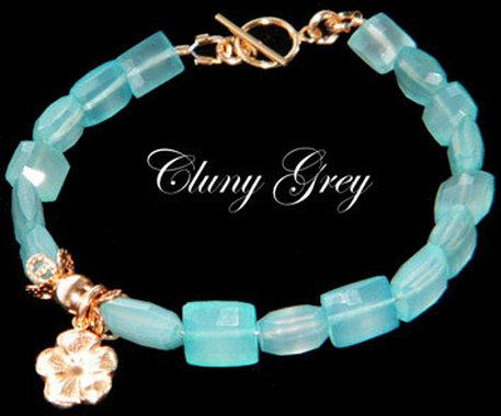 aqua chalcedony bracelet with gold accents