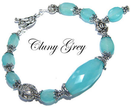 blue chalcedony bracelet with sterling silver accents