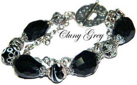 black chalcedony bracelet with sterling silver