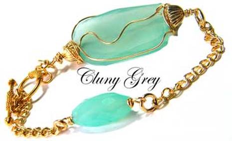 aqua chalcedony bracelet with gold