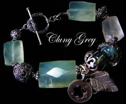 green chalcedony bracelet with sterling silver and lampwork beads