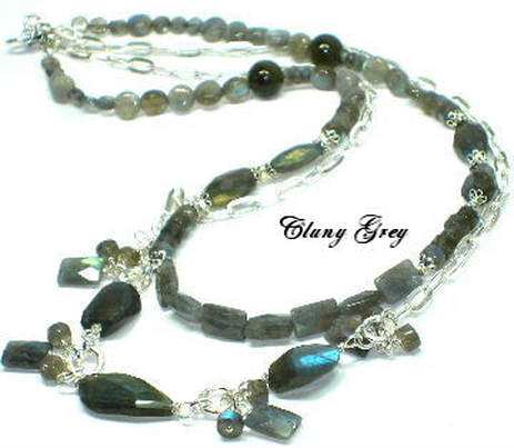  Two strands labradorite necklace with sterling silver.