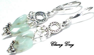 blue opal dangle earrings with sterling silver earwires