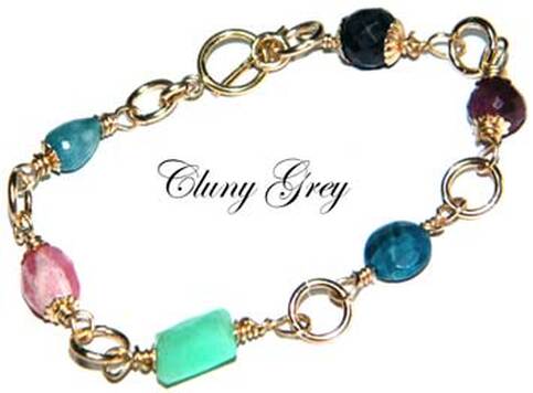 gold chain bracelet with gemstones