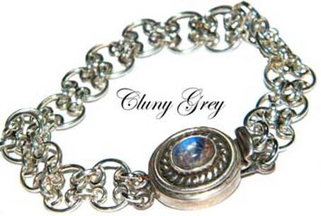 sterling silver chain bracelet with moonstone clasp