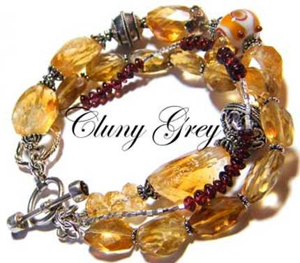 citrine bracelet with garnets and sterling silver