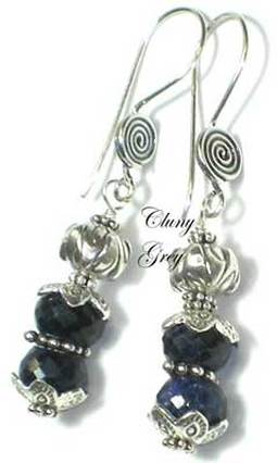 Sapphire earrings and sterling silver. 