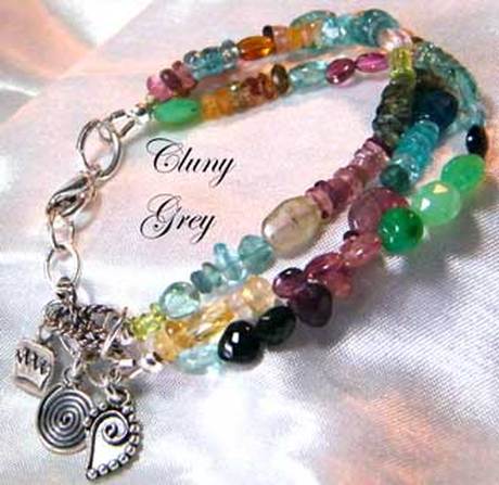 multi-gemstone bracelet with sterling silver