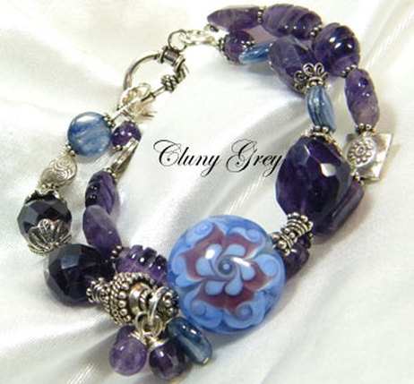 amethyst bracelet with kyanite