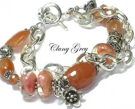 handmade gemstone bracelet with peach aventurine