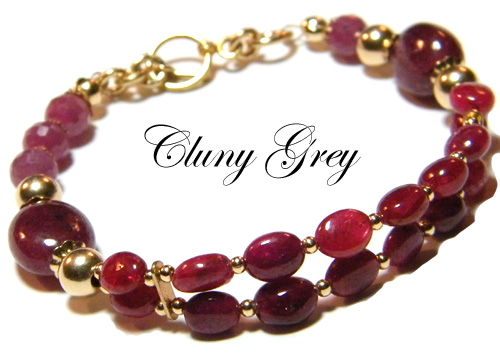 red ruby bracelet with 14 karat gold-filled accents