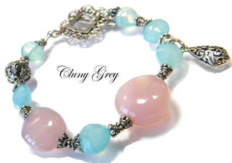 genuine gemstone bracelet with chalcedony