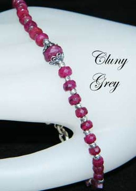 red ruby bracelet with sterling silver toggle clasp