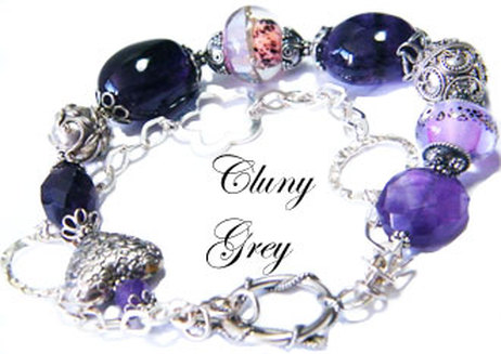 amethyst bracelet with lampwork