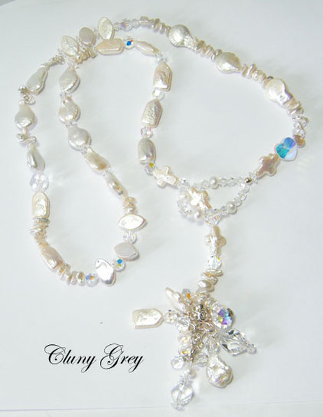 lariat necklace with freshwater pearls