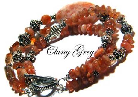 sunstone bracelet with three strands