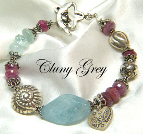 aquamarine bracelet with rubies