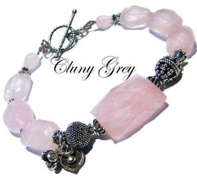 rose quartz bracelet with sterling silver
