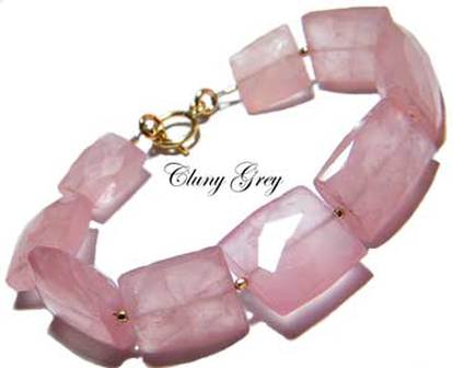 rose quartz bracelet with gold accents