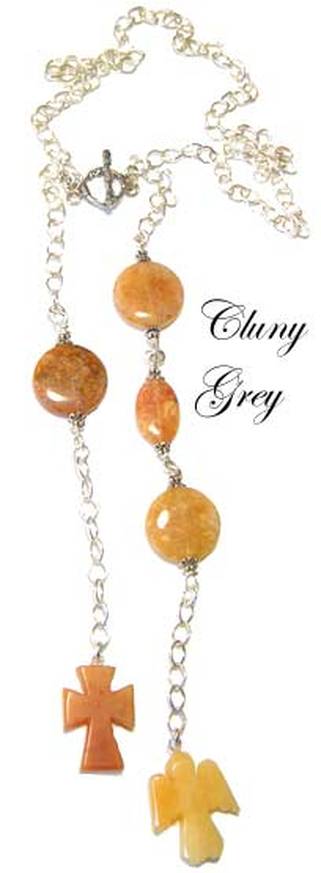 lariat necklace with angel and cross