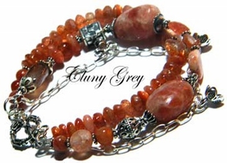sunstone bracelet with sterling silver 