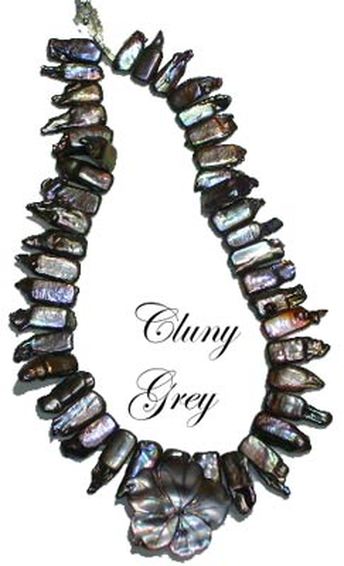 genuine freshwater pearl necklace with gray Biwa pearls
